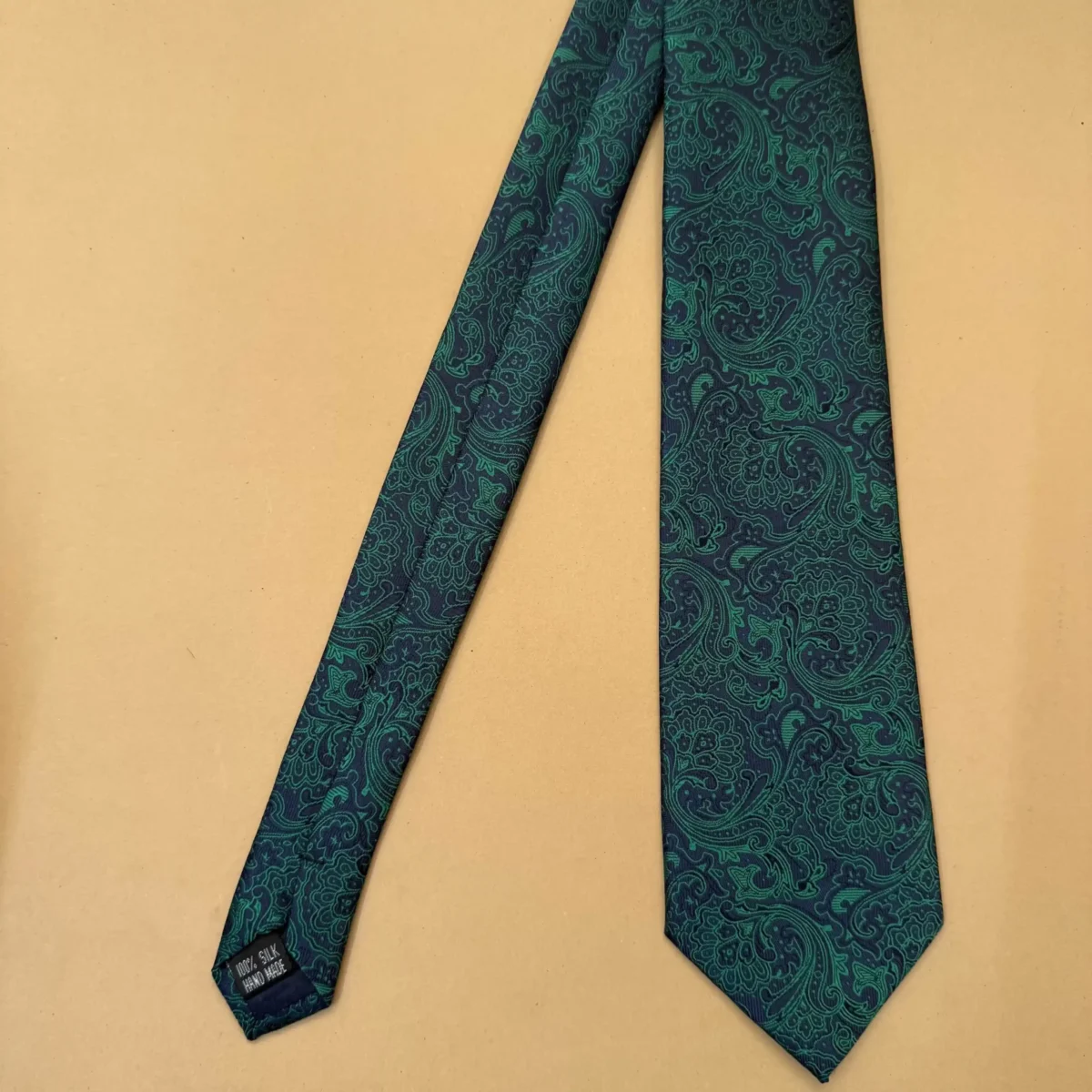 Teal Texture Abstract Silk Necktie - Image 3