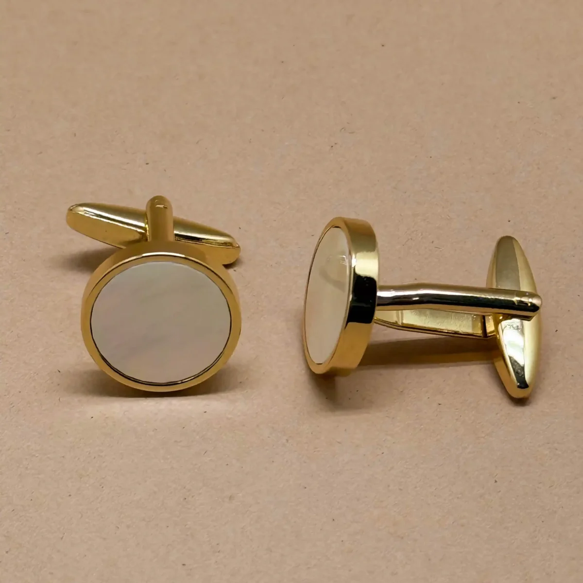 Luxe Mother of Pearl Gold Cufflinks - Image 2