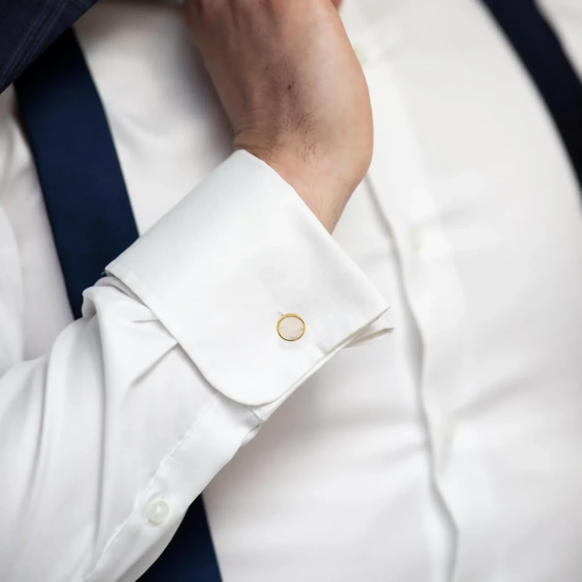 Luxe Mother of Pearl Gold Cufflinks - Image 3