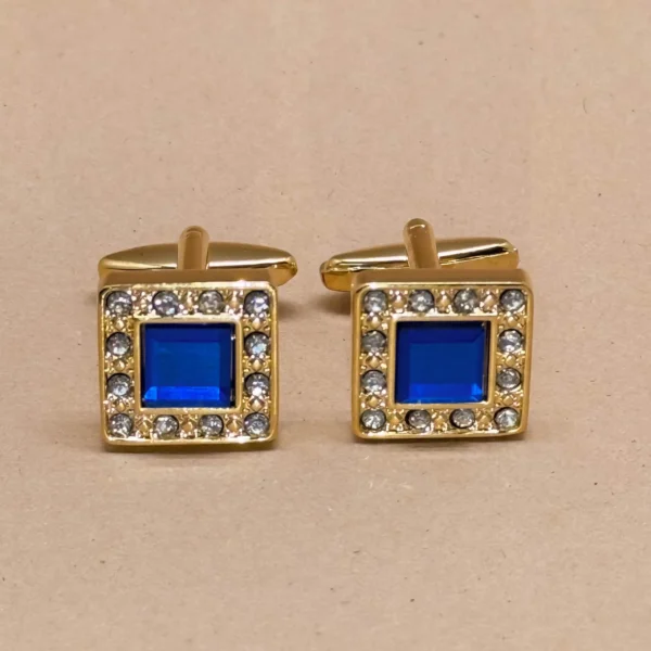 Royal Blue Crystal Gold Cufflinks