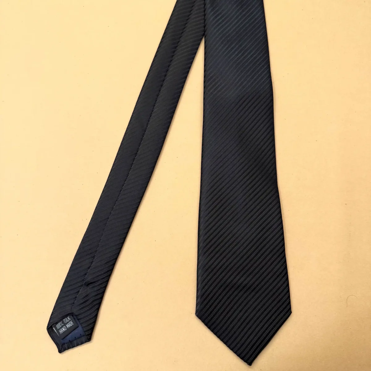 Jet Black Noir Prestige Solid Silk Necktie - Image 3