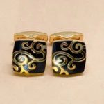 Baroque Black and Gold Swirl Cufflinks
