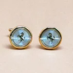Aquamarine Dial Gold Cufflinks