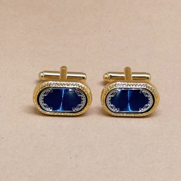 Royal Sapphire Oval Gold Cufflinks