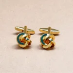Twist Knot Enamel Gold Cufflinks