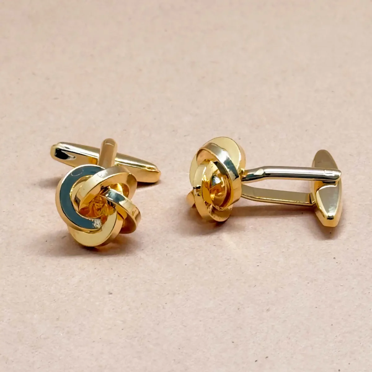 Twist Knot Enamel Gold Cufflinks - Image 2