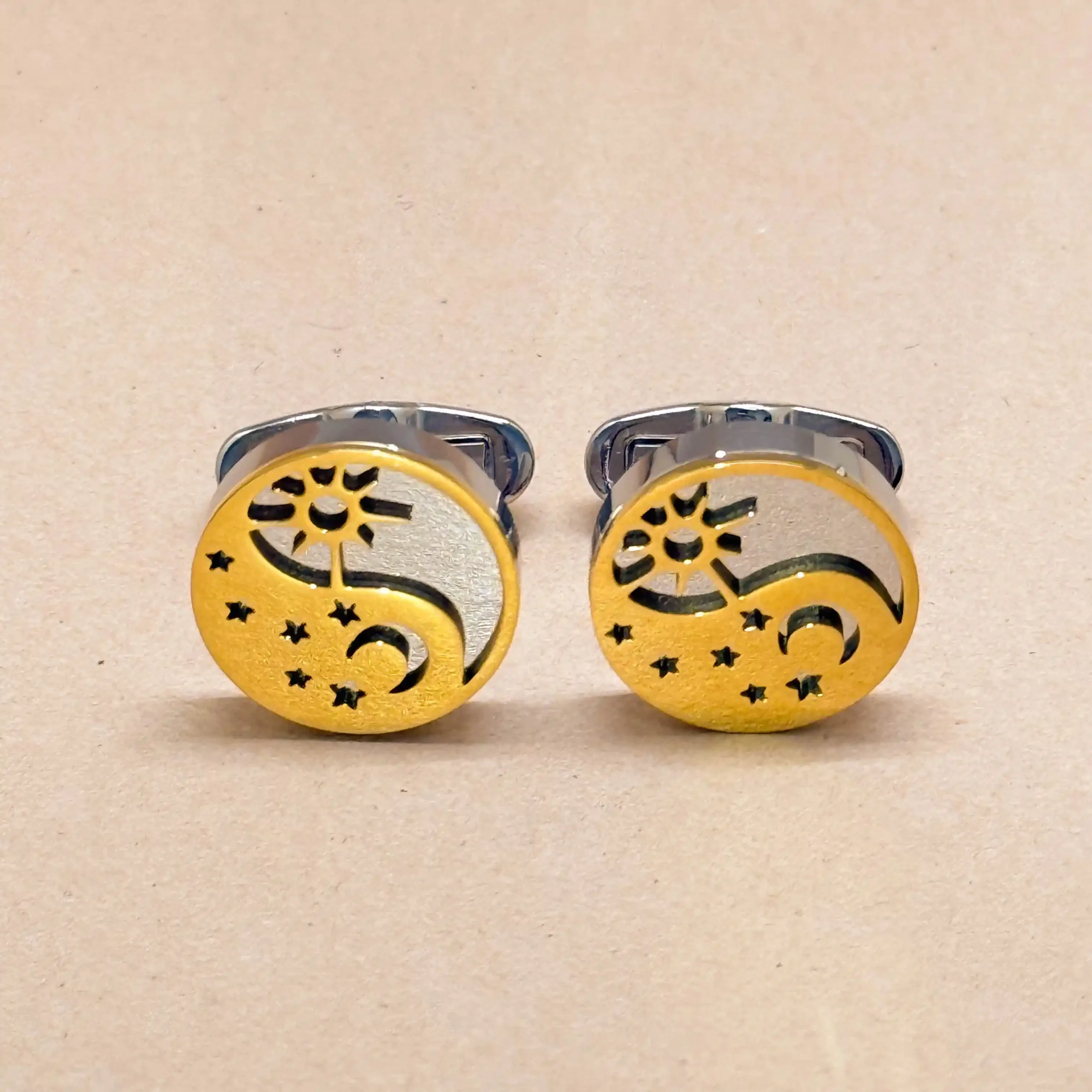 uc Celestial Silver and Gold Cufflinks - Image 1
