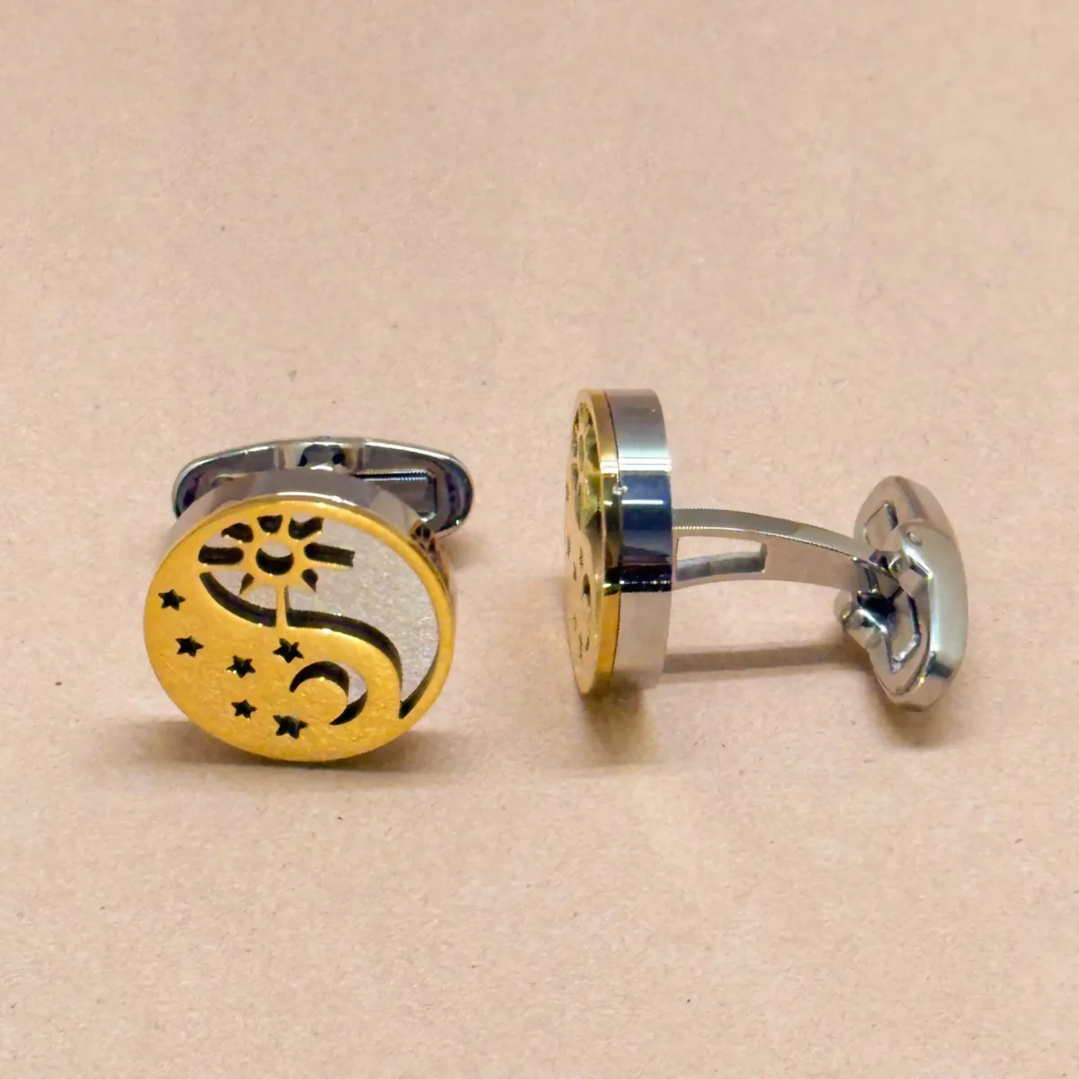 Celestial Silver and Gold Cufflinks - Image 2