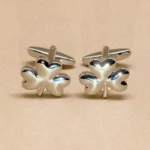 Silver Clover Motif Cufflinks
