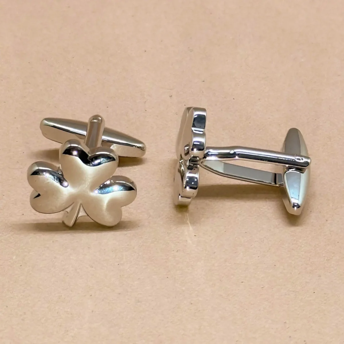 Silver Clover Motif Cufflinks - Image 2