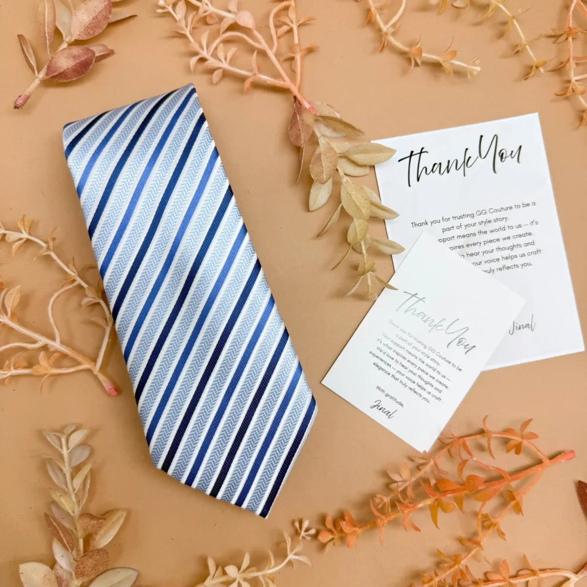 Light Blue Classic Stripe Silk Necktie - Image 2