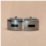 Geometric Silver Rectangle Cufflinks