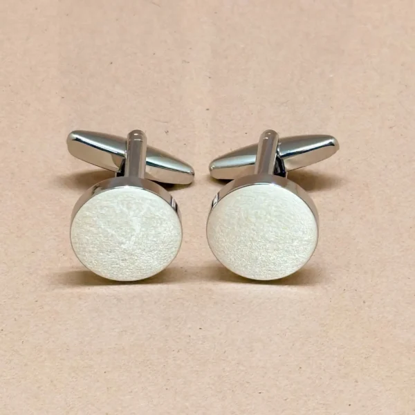 Classic Ivory Enamel Silver Cufflinks