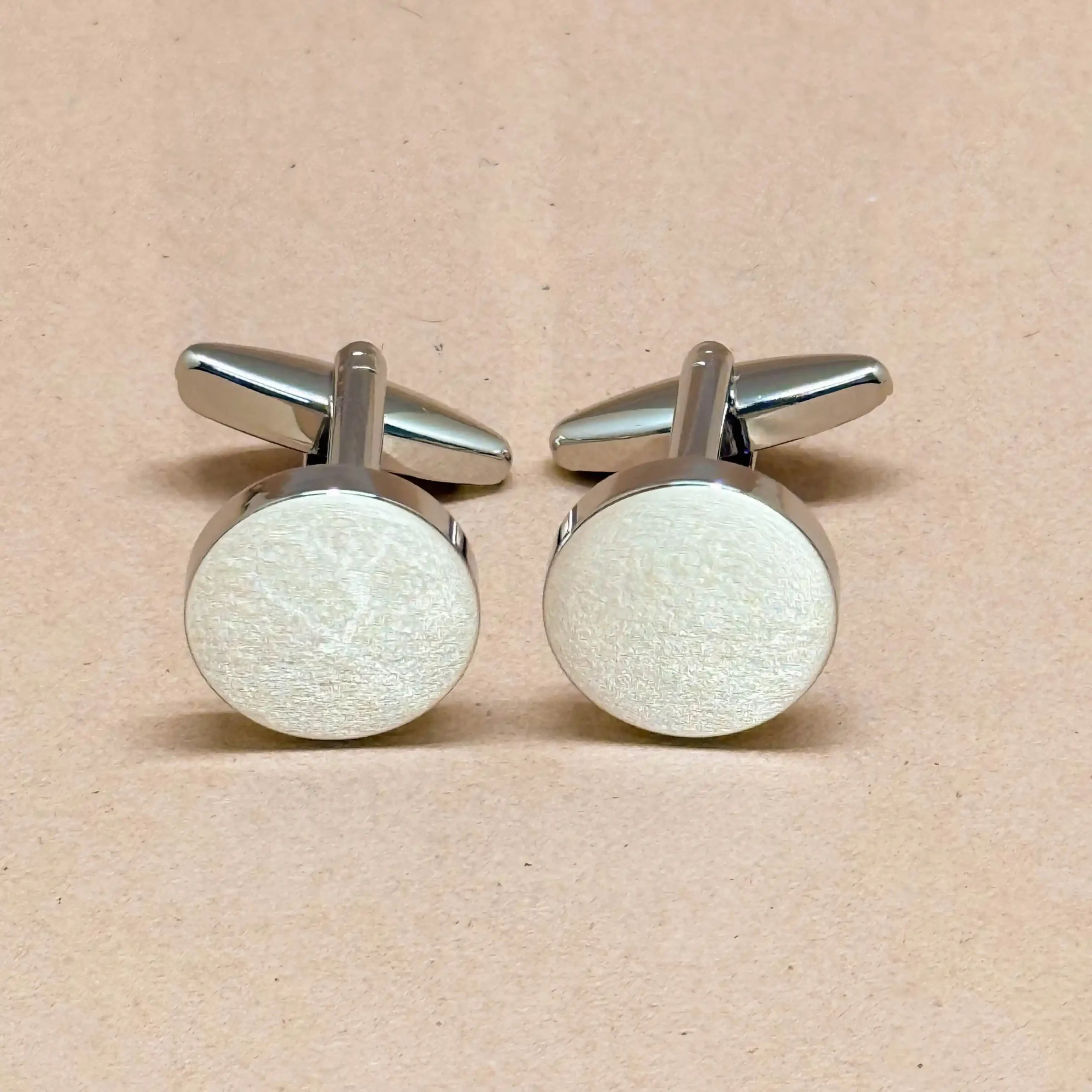 uc Classic Ivory Enamel Silver Cufflinks - Image 1