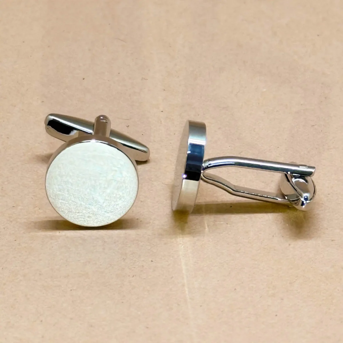 Classic Ivory Enamel Silver Cufflinks - Image 2