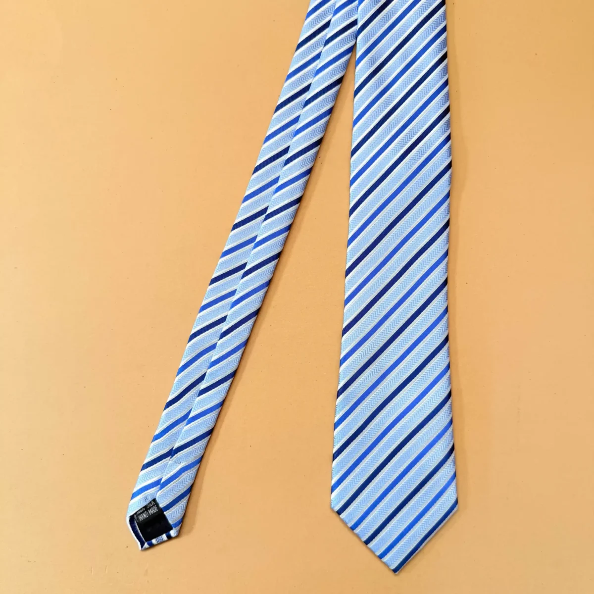 Light Blue Classic Stripe Silk Necktie - Image 3