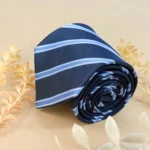 Navy Sky Dual Blue Stripe Silk Necktie