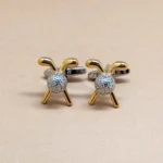 Gold and Silver Golf Cufflinks with Crystal Accents