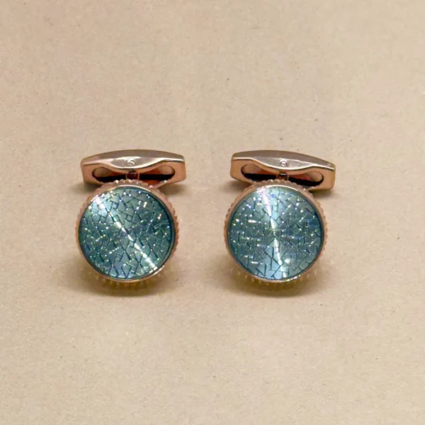Rose Gold Aquamarine Textured Cufflinks