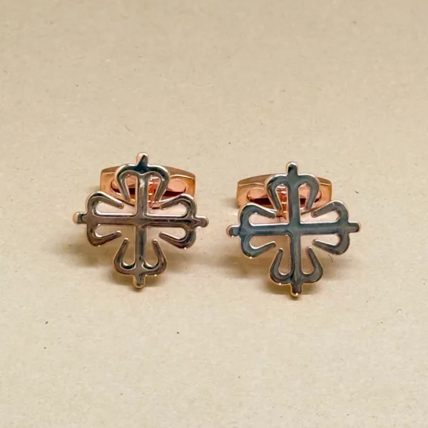 Rose Gold Cross Motif Designer Cufflinks