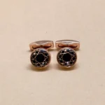 Rose Gold Starburst Black Crystal Cufflinks