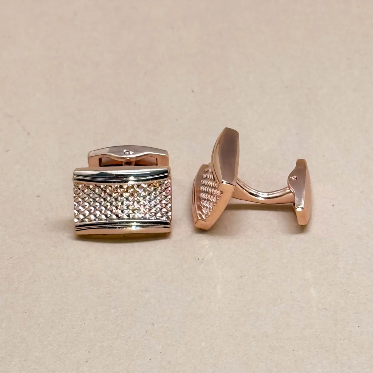 Rose Gold Textured Bar Cufflinks - Image 2