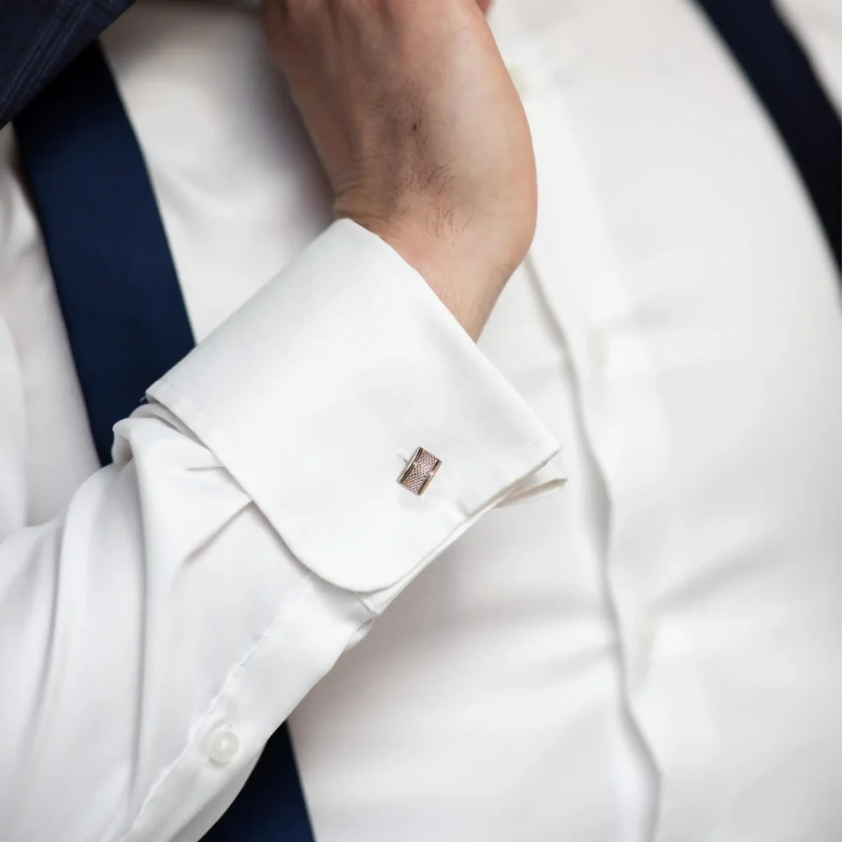Rose Gold Textured Bar Cufflinks - Image 3