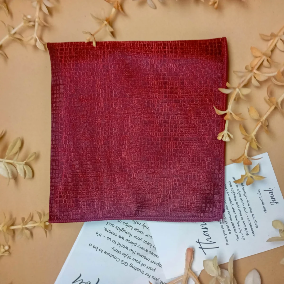 Crimson Red Silk Pocket Square - Image 3