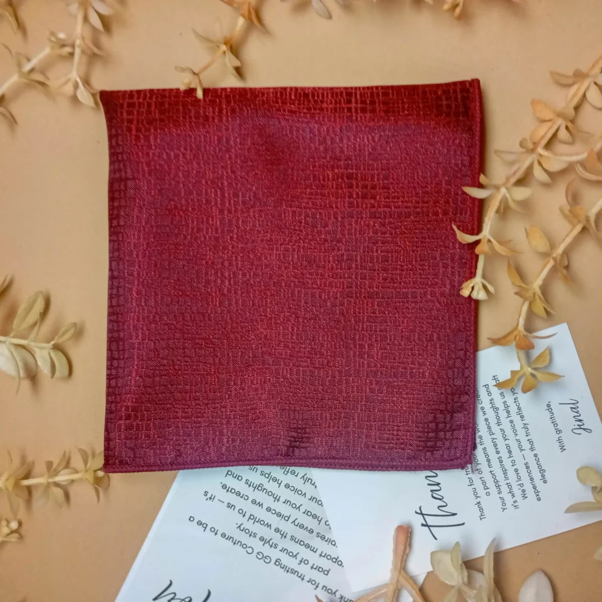 Crimson Red Silk Pocket Square - Image 3