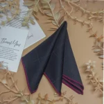 Navy Blue Silk Pocket Square with Burgundy Border