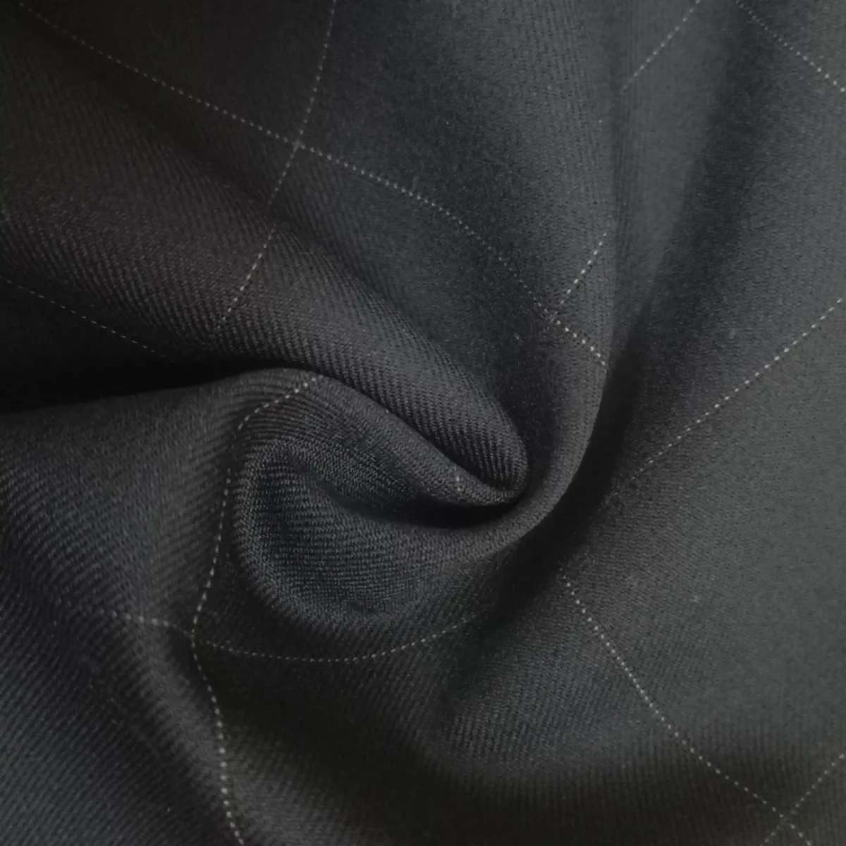 Navy Blue Silk Pocket Square with Burgundy Border - Image 2