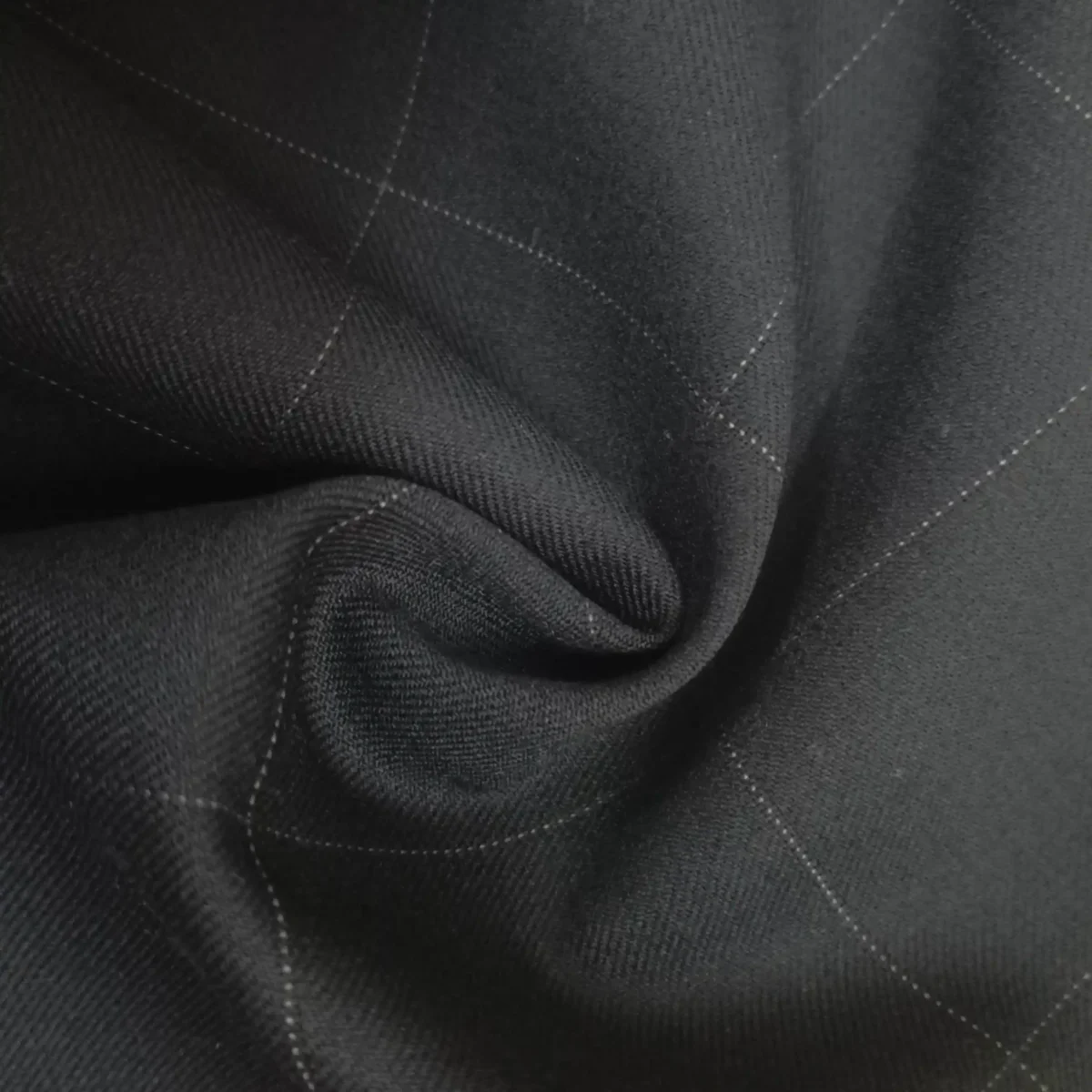 Navy Blue Silk Pocket Square with Burgundy Border - Image 2