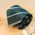 Emerald Green Contrast Stripe Silk Necktie