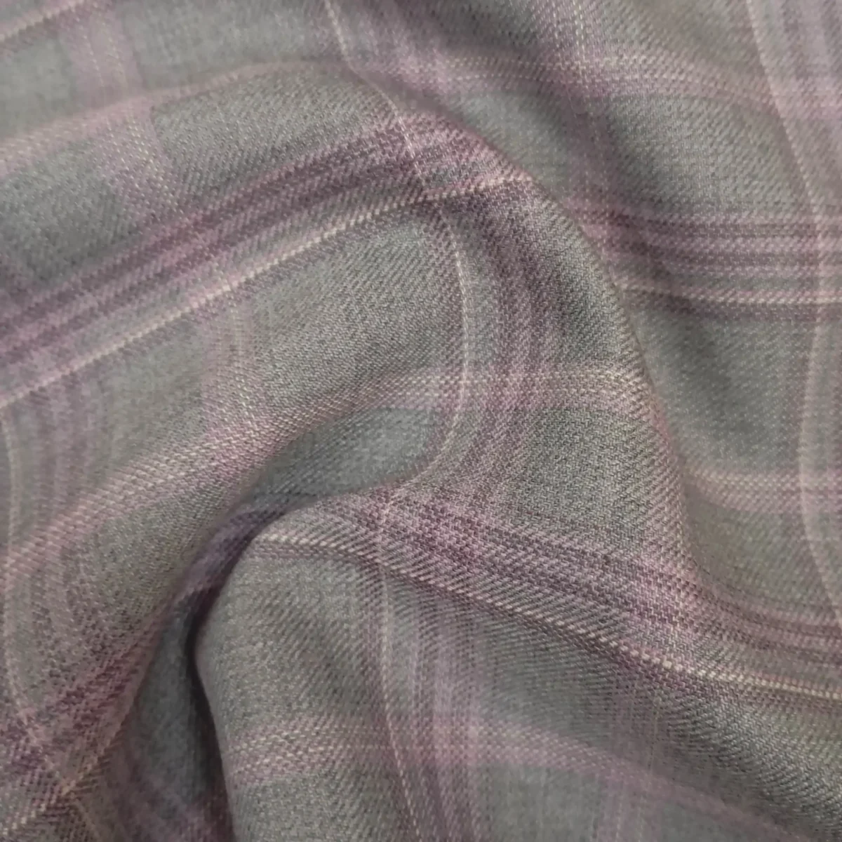 Charcoal and Purple Plaid Silk Pocket Square - Image 2
