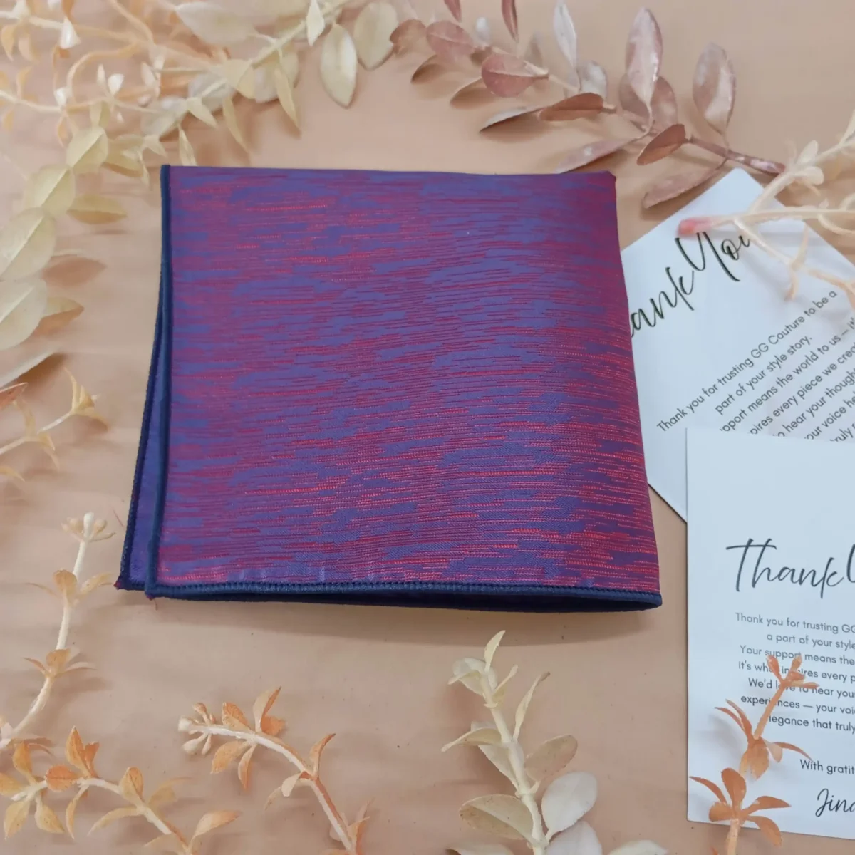 Magenta Patterned Silk Pocket Square - Image 3