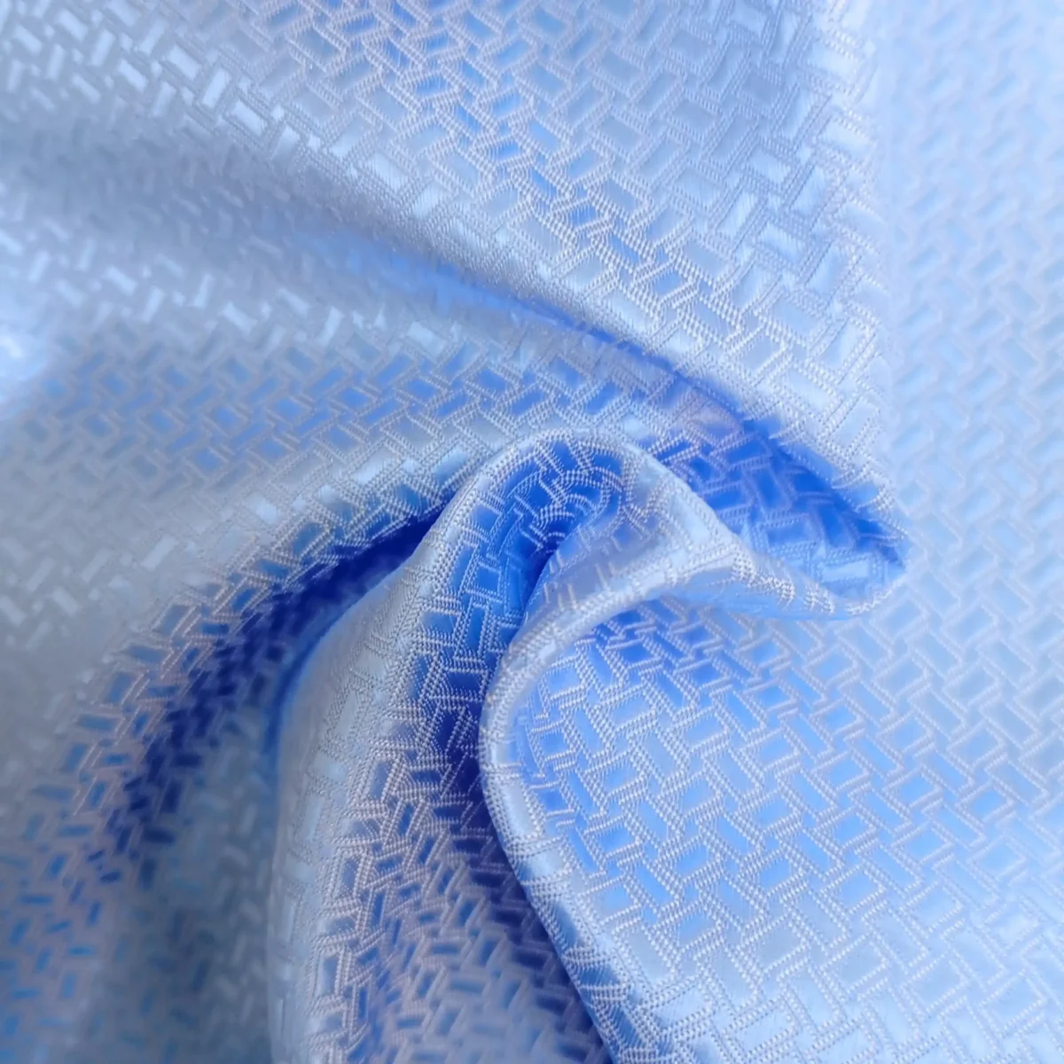 Sky Blue Patterned Silk Pocket Square - Image 2