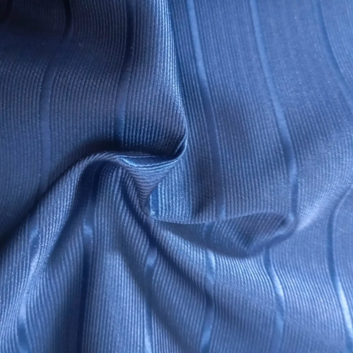 Midnight Blue Striped Silk Pocket Square - Image 2