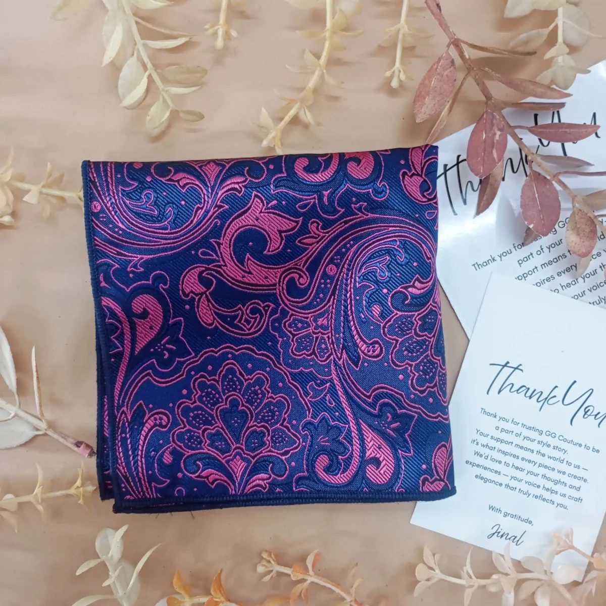 Purple Paisley Silk Pocket Square - Image 3