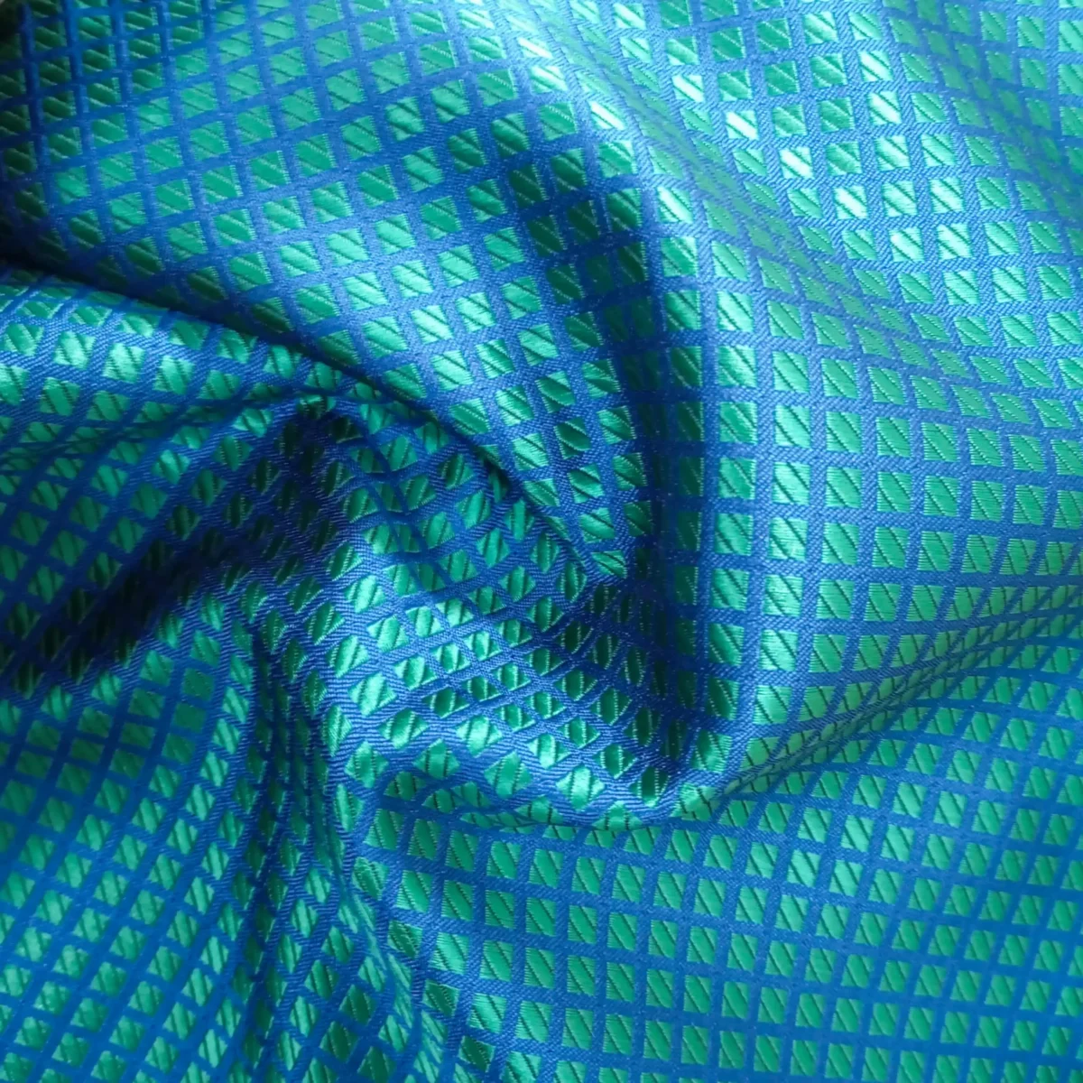 Emerald Green Checkered Silk Pocket Square - Image 2