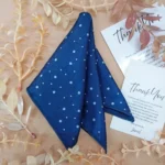Royal Blue Silk Pocket Square with Star Pattern