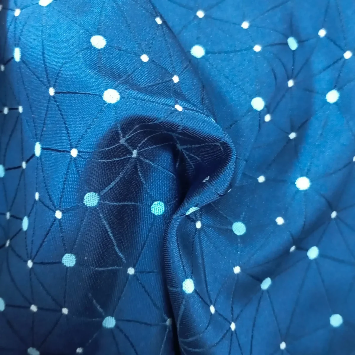 Royal Blue Silk Pocket Square with Star Pattern - Image 2