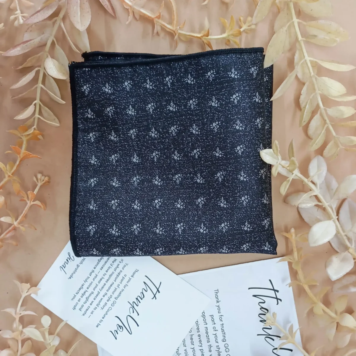 Black Abstract Silk Pocket Square - Image 3