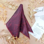Magenta Silk Pocket Square with Abstract Lines