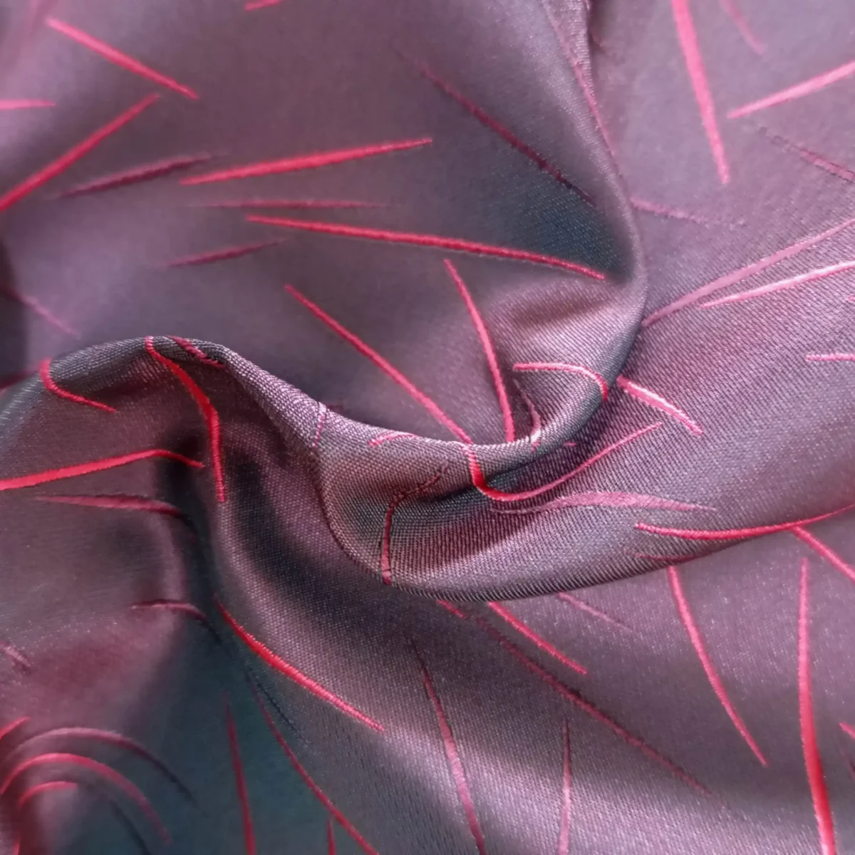 Magenta Silk Pocket Square with Abstract Lines - Image 2