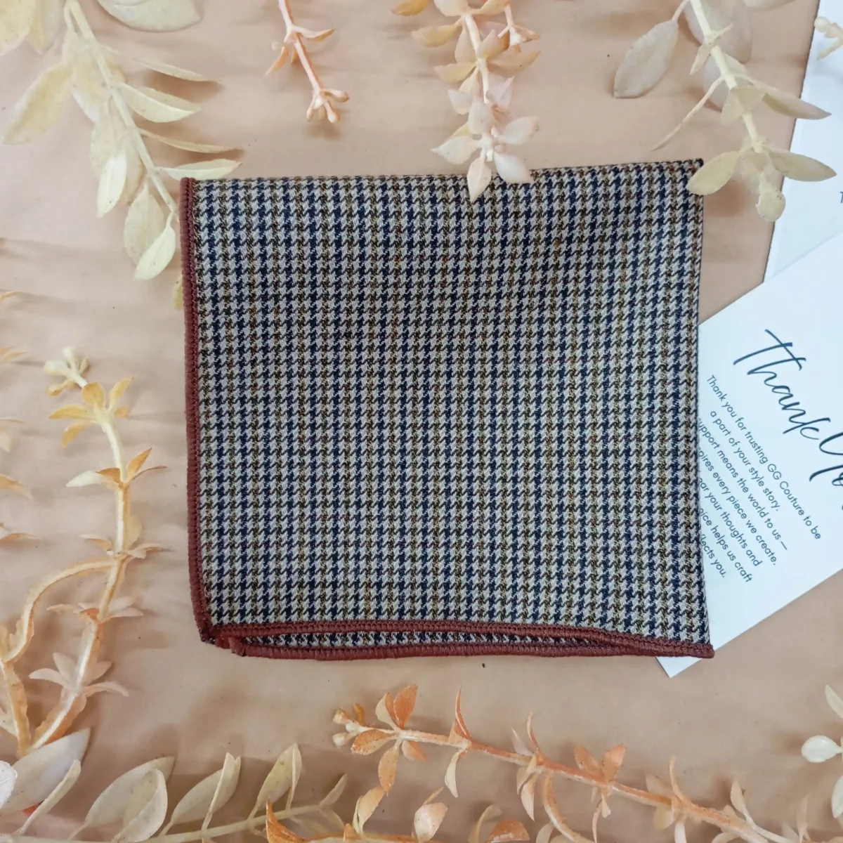 Classic Earthy Toned Checkered Pocket Square - Image 3
