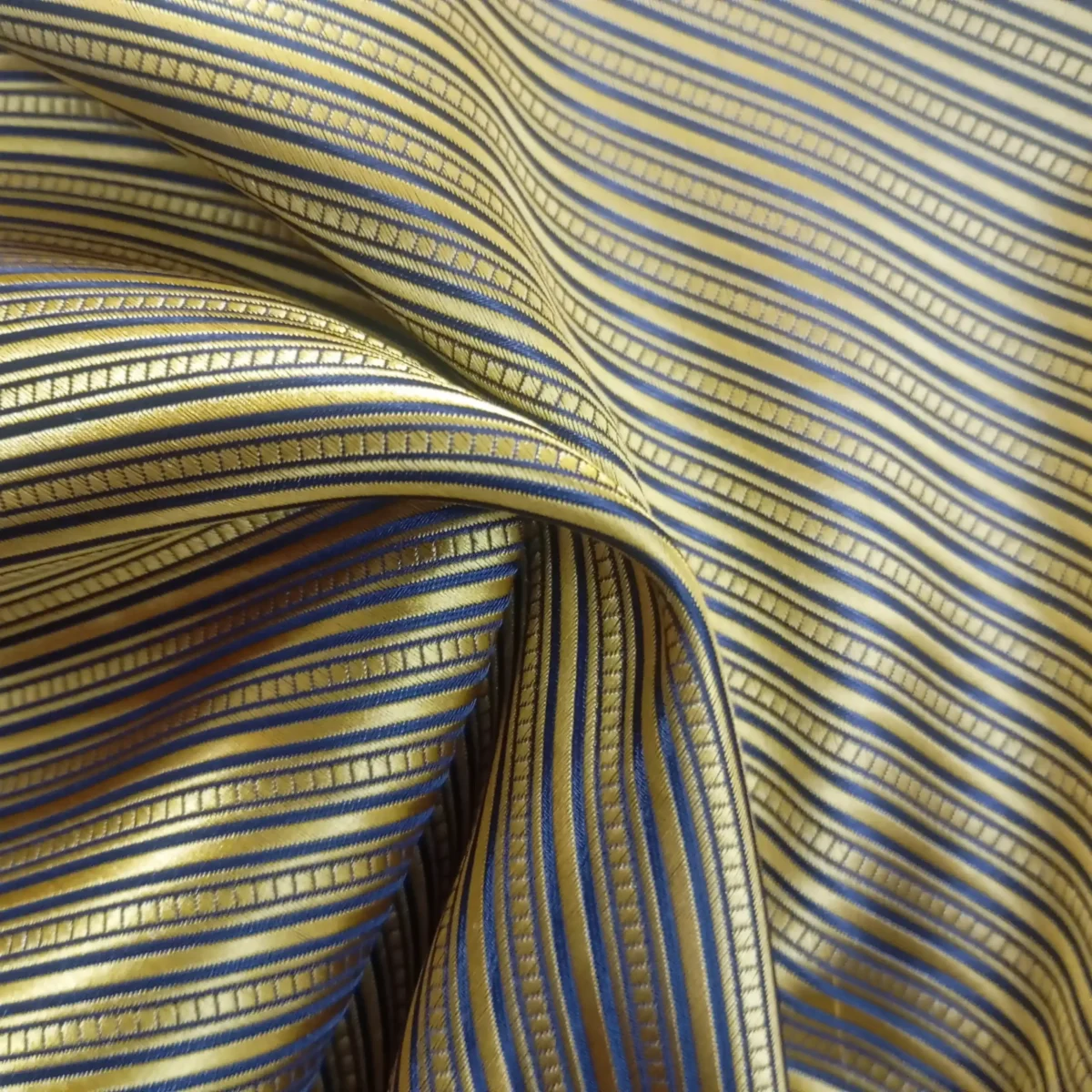 Golden Mustard Striped Silk Pocket Square - Image 2