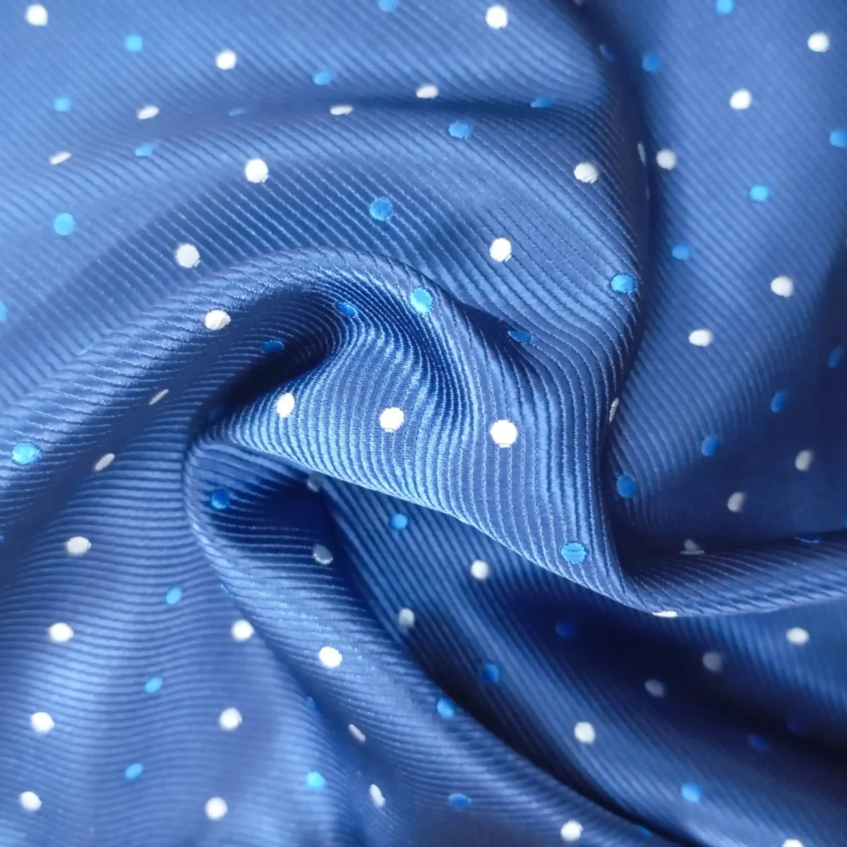 Royal Blue Polka Silk Pocket Square - Image 2