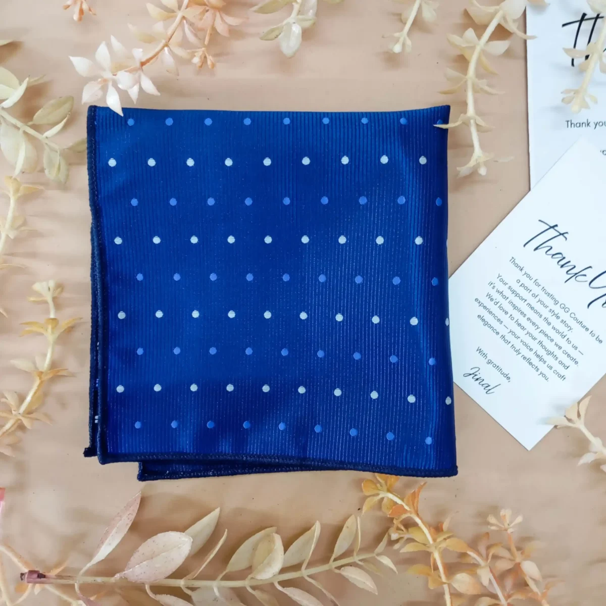 Royal Blue Polka Silk Pocket Square - Image 3