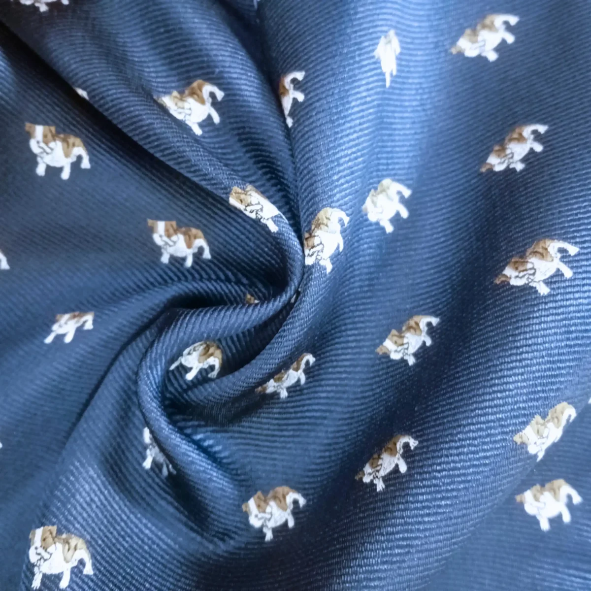 Royal Blue Dog Themed Silk Pocket Square - Image 2