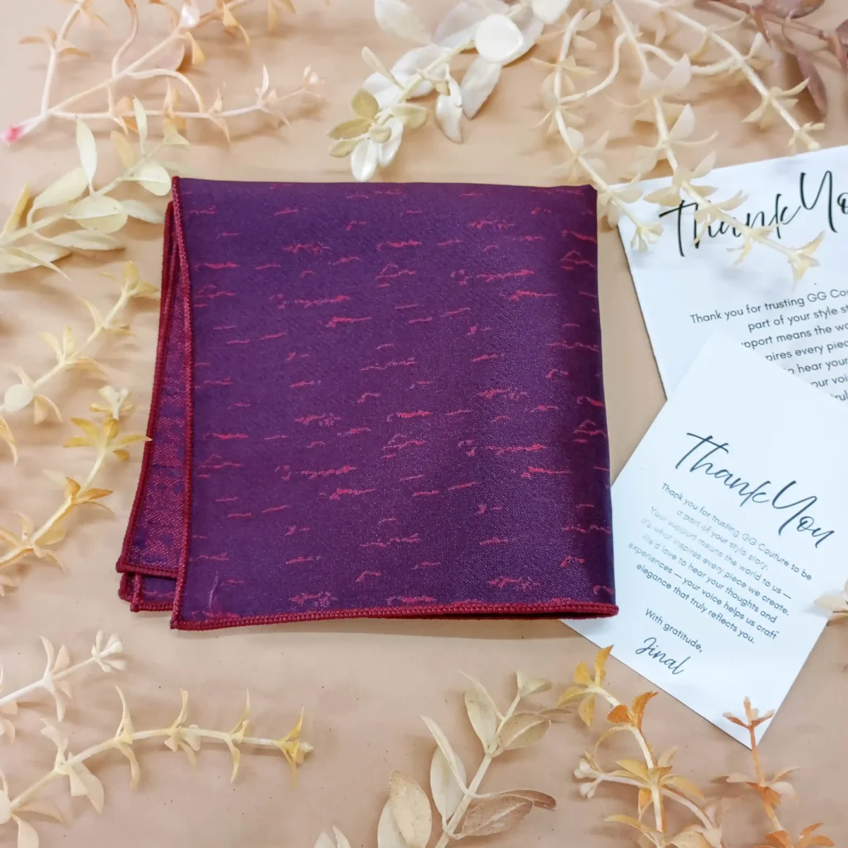 Magenta Textured Silk Pocket Square - Image 3